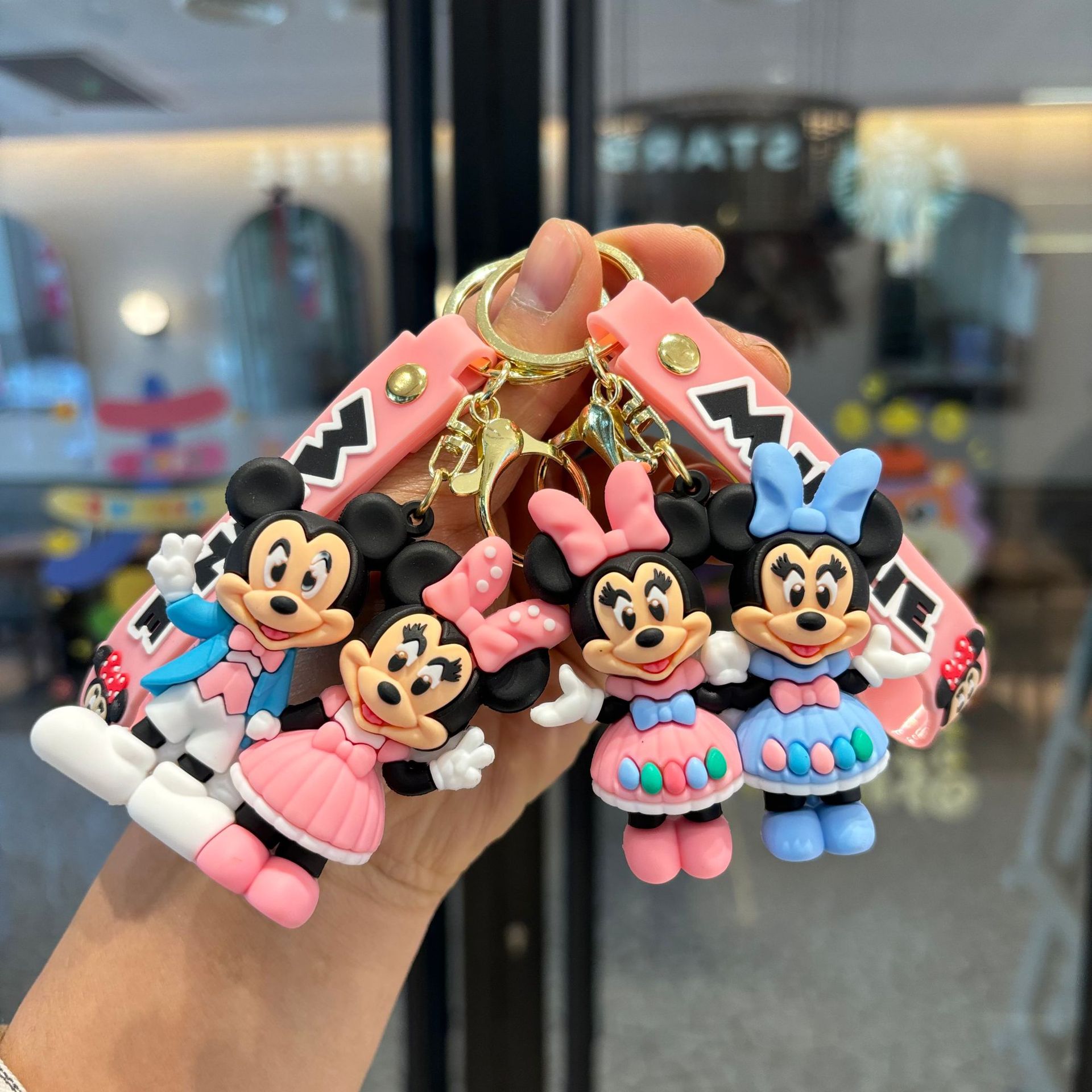 2026 Mickey Sweatshirt Cross-Border New Minnie Resin Doll Keychain Car Bag Key Pendant Gift