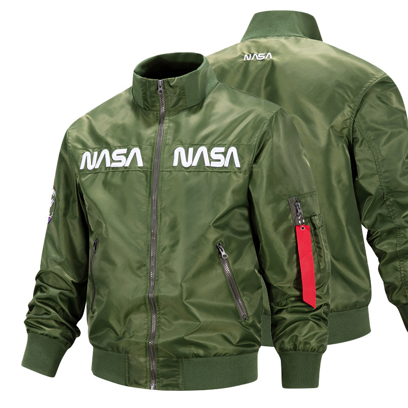 Cross-Border Spring and Autum Thin Trendyy Embroidered Badge Baseball Uniform Nasa Bomber Jacket Men's Export Work Jacket