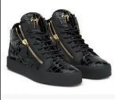 Men's Mid-Top High-End High-Top Sneakers Casual Fashion Sneakers Stone Pattern Black White Women's Shoes Couple Style