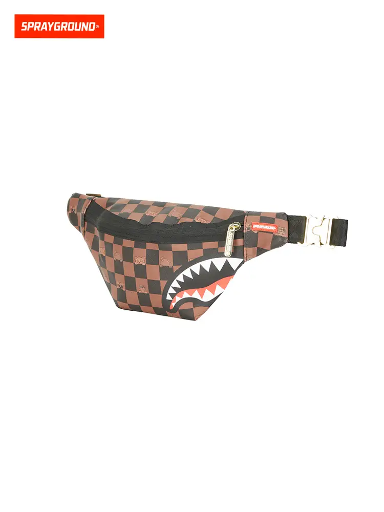 Sprayground Shark Mouth New arrival Checkerboard Waist Bag Fashion Men and Women Retro Shoulder Bag Large Capacity Chest Bag