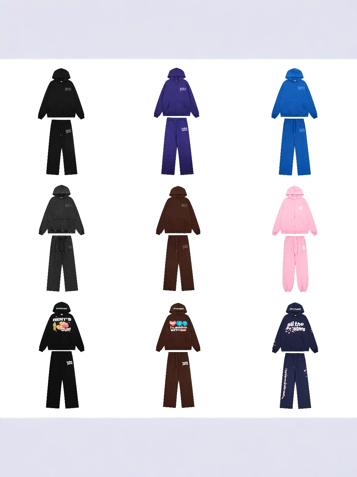 Cross-Border Broken Planet Trendy Brand Letter Foam Print Fleece-Lined High Street Loose-Fitting Unisex Hoodie Fotografie QC de pe 1688 pe Qualit.ly