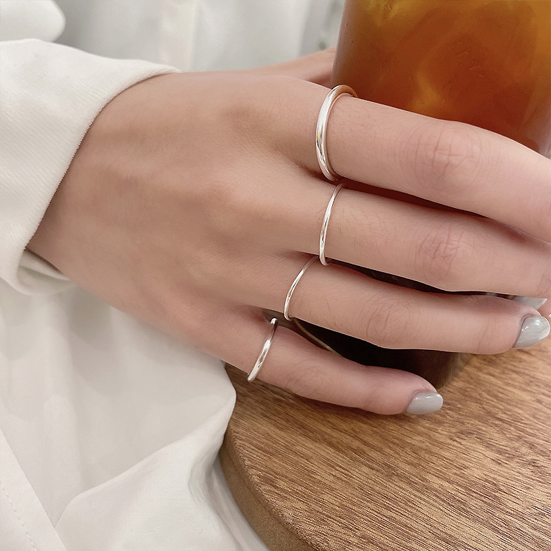 plain ring non-fading light luxury Japanese and Korean simple open ring personality ins jewelry 925 silver ring women's wholesale