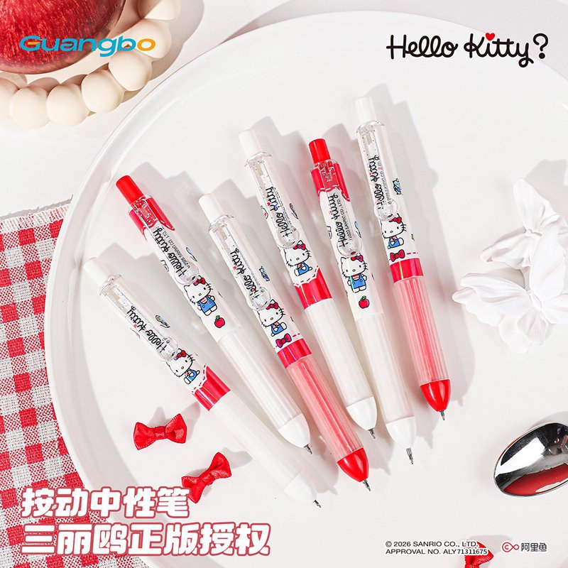 Guangbo Stationery Genuine Sanrio Hello Kitty Retractable Gel Pen Hello Kitty Cat-Themed Writing Pen
