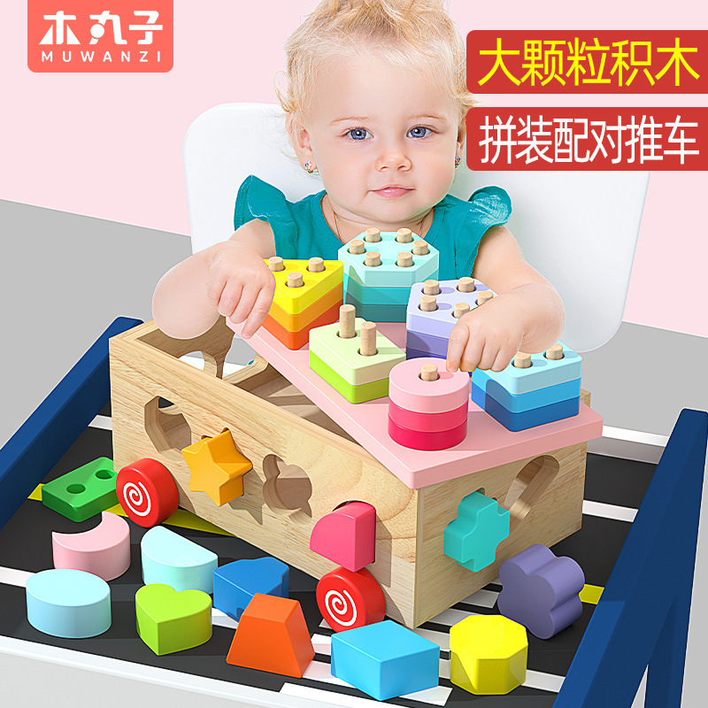 Wooden Puzzle Building Blocks for Infants and Young Children, Early Childhood Education, Intelligent and Versatile Shapes, Manual and Brain-Stimulating Large Particle Educational Assembly Toys