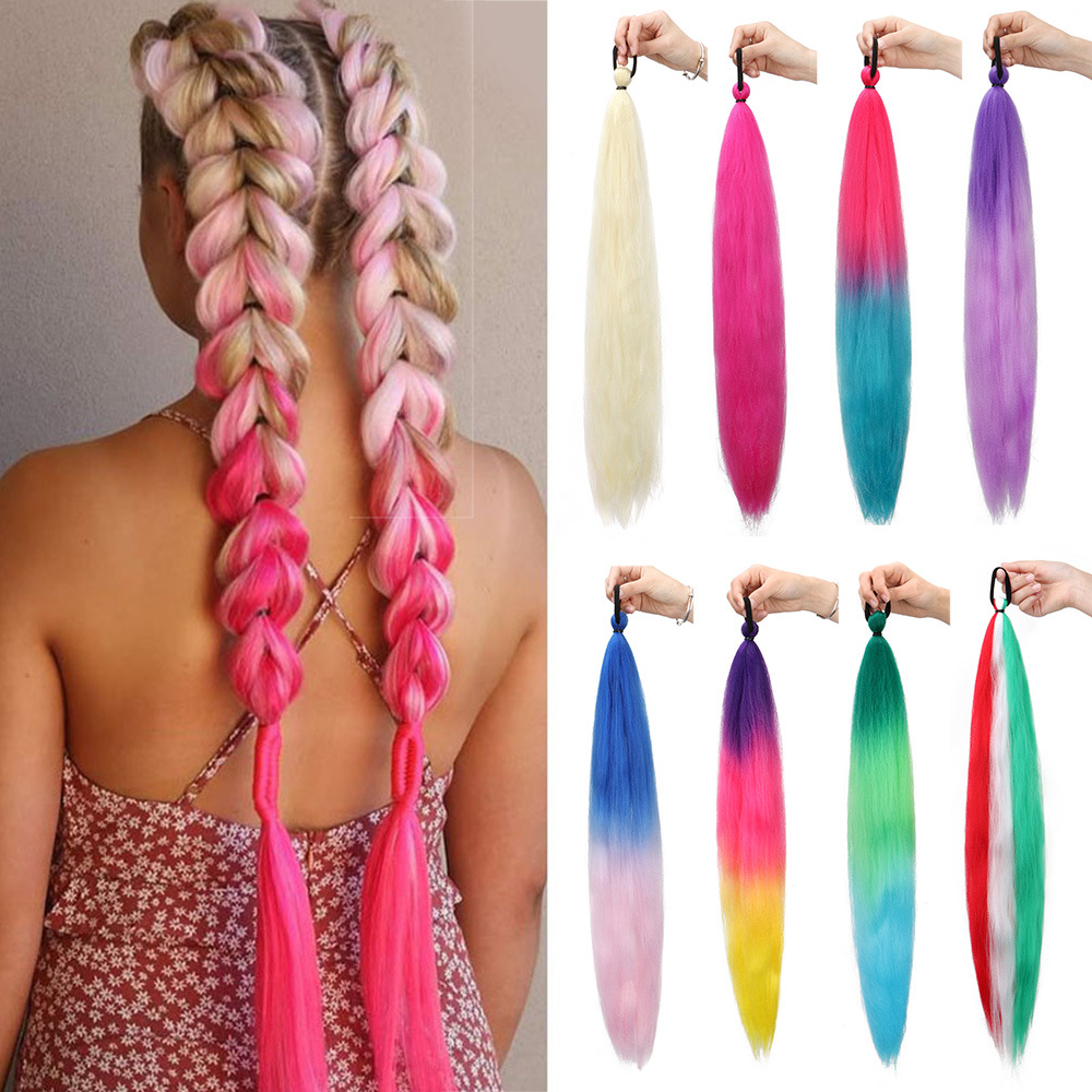 Wig ponytail Christmas color boxing braid children elastic rope rubber band boxing braid wig ponytail hair braid