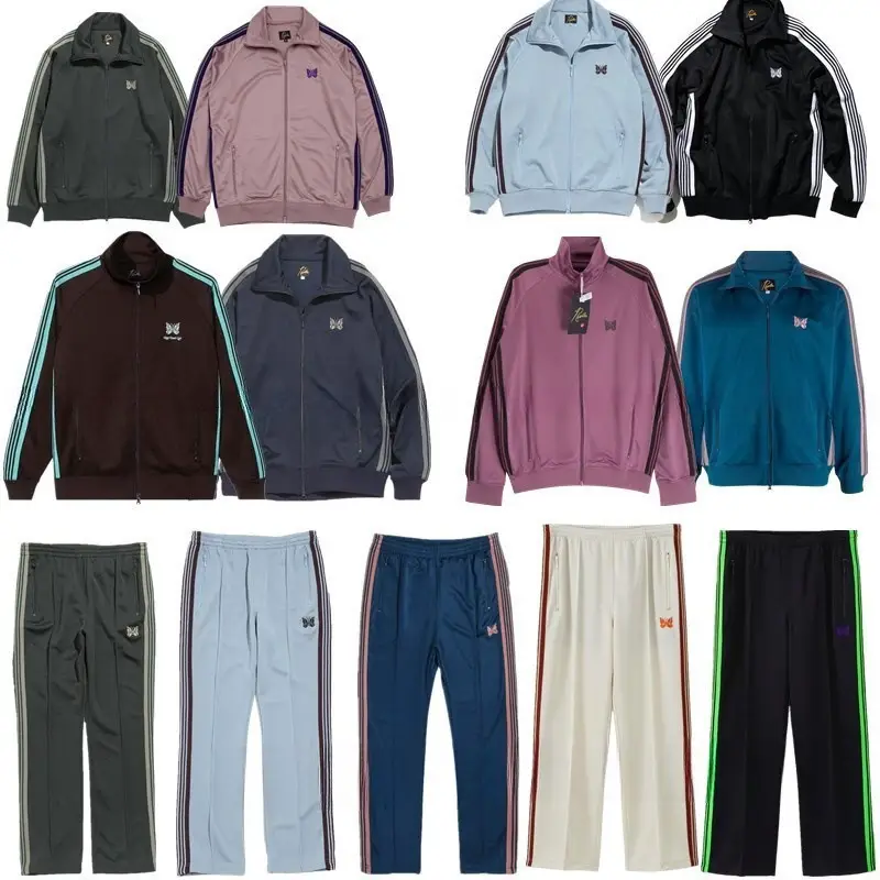 Correct Version N Embroidered Butterfly Pants Side Stripe Trousers Men and Women Sports Casual Pants School Uniform suit Foreign Trade Wholesale