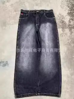 Spring and Autumn 2024 New American Style Retro Washed Solid Color Jeans Men's and Women's Fashionable Straight Tube Loose Jeans