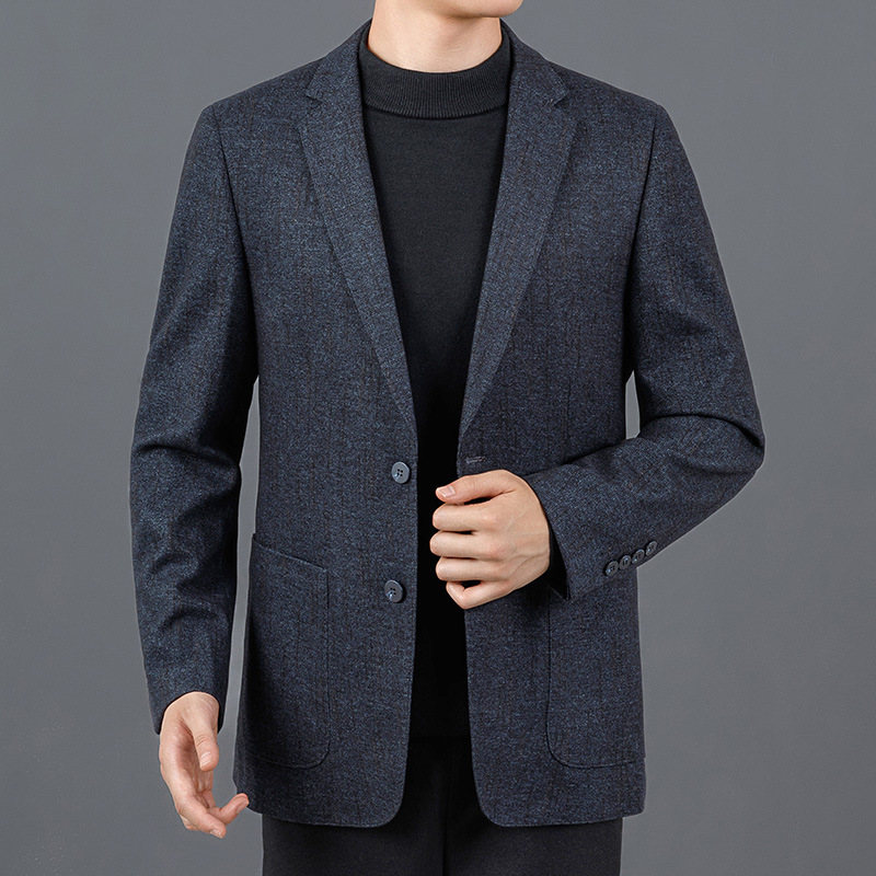 Autumn and Winter Wool Suit Men's High-end Business Casual Suit Non-ironing Thick Jacket Middle-aged Men's Single Western Jacket