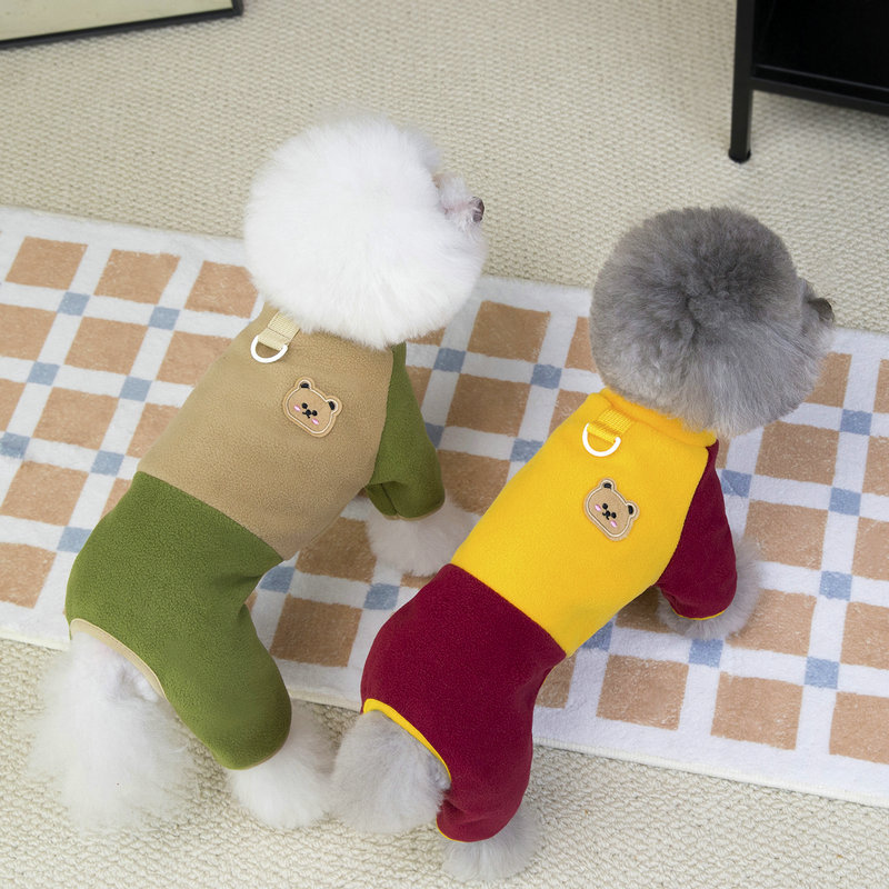 Dog Clothes for Autumn and Winter Warmth, New Four-Legged Plush Coat for Bichon Teddy Small Size 25 Panda Bear Four-Legged Plush Coat
