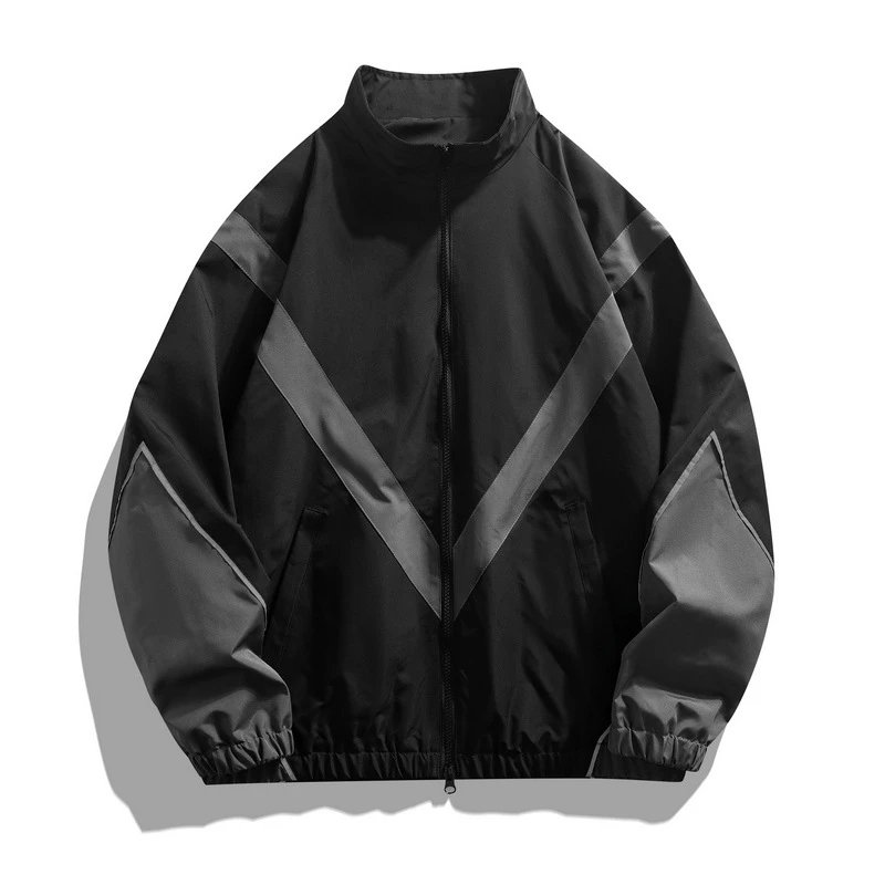 Russian foreign trade fashion brand reflective splicing stand-neck coat spring and autumn jacket loose sports casual jacket men