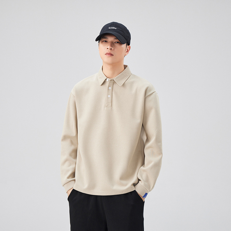 Shanggu Men's Clothing 2026 Men's Lapel Long Sleeve Polo Shirt Sweatshirt Trendy Comfortable Loose Men's Top