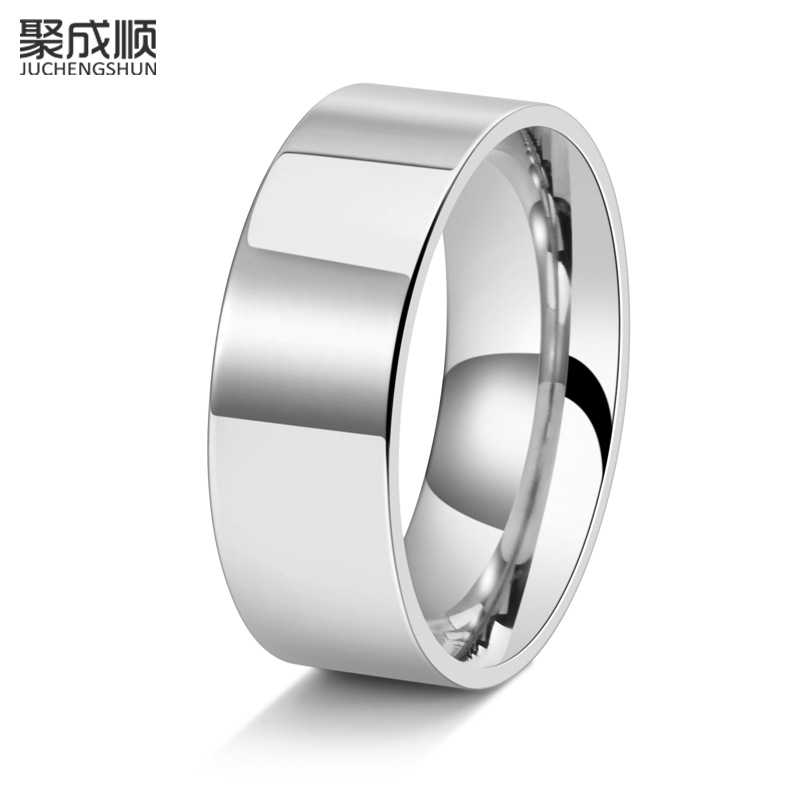 Japanese and Korean Titanium Steel Ring Niche Design Gloss Joint Ring Men's Simple Color-free 18K Gold Jewelry Ring