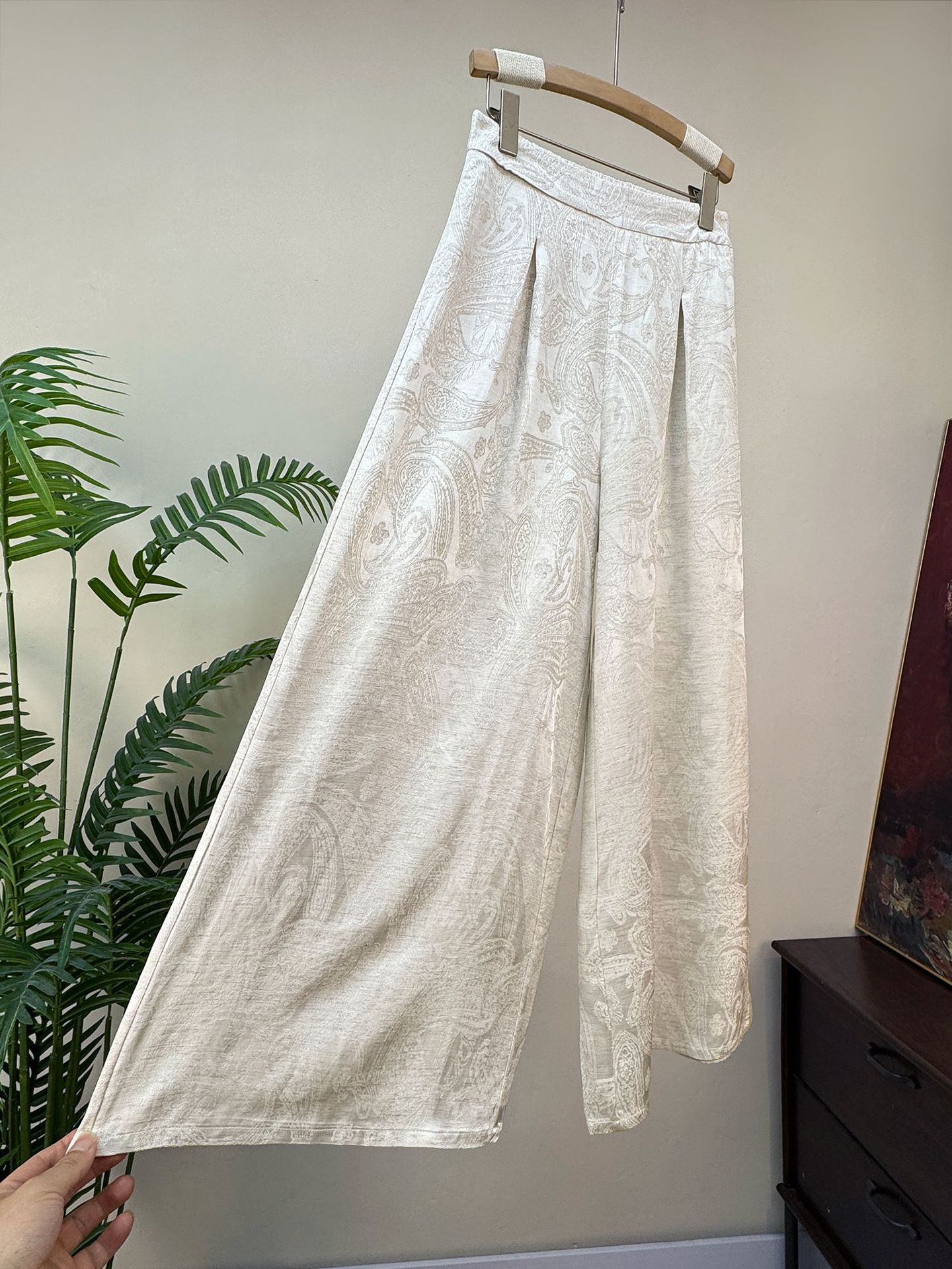Jacquard Wide-Leg Pants with Elastic Waist 2026 Chinese Style Loose Pants for Women New Chinese Style Wide-Leg Pants for Women