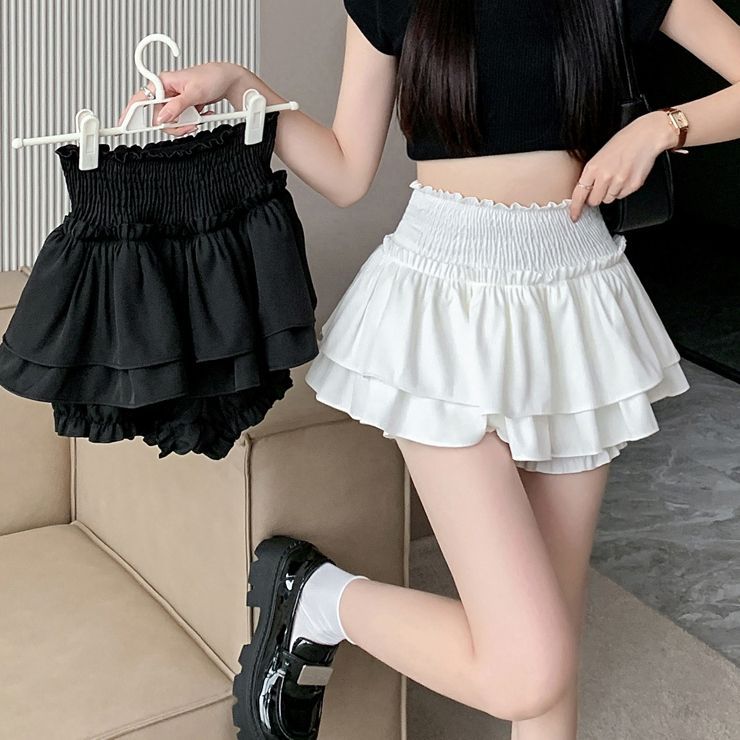 Wholesale Sweet Tutu Skirt, College Style Skirt, Double Layer Cake Pleated Skirt, Elastic Waist, Anti-Exposure Safety Pants Skirt