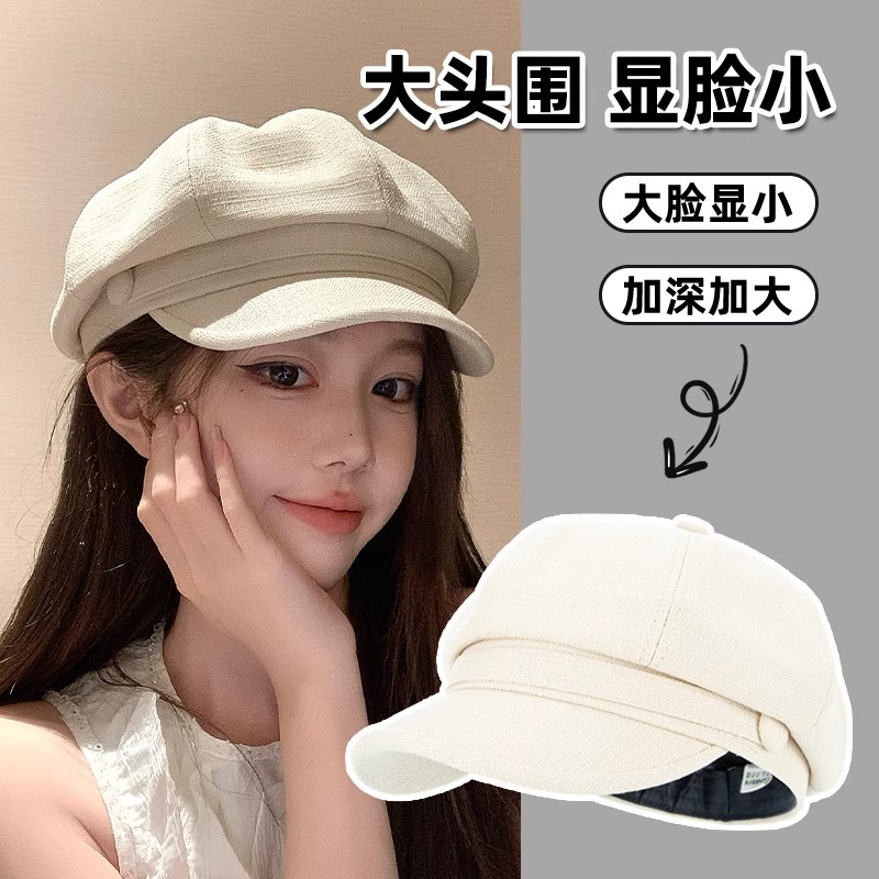 2024 New Beret Women's Spring and Autumn Fashionable High-End Literary Painter Hat with Wide Brim and Face Revealing Small Octagonal Hat