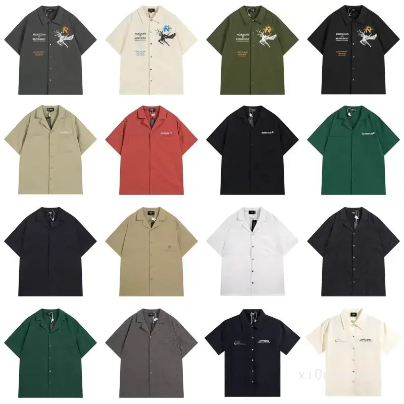 American Trendy Brand Represents Black Short-Sleeved Shirt for Men, Summer High Street Casual Loose White Shirt for Women
