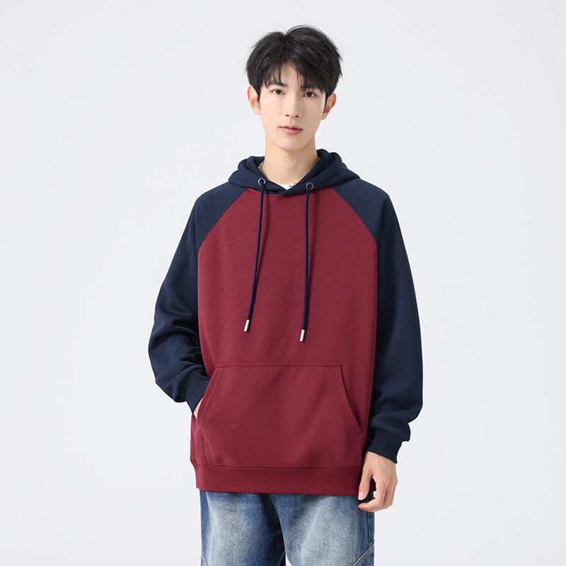 Casual Hooded Sweatshirt Men's Autumn New Korean-style Raglan Sleeve Color Matching Stitching Men's and Women's All-match Student Top Clothes