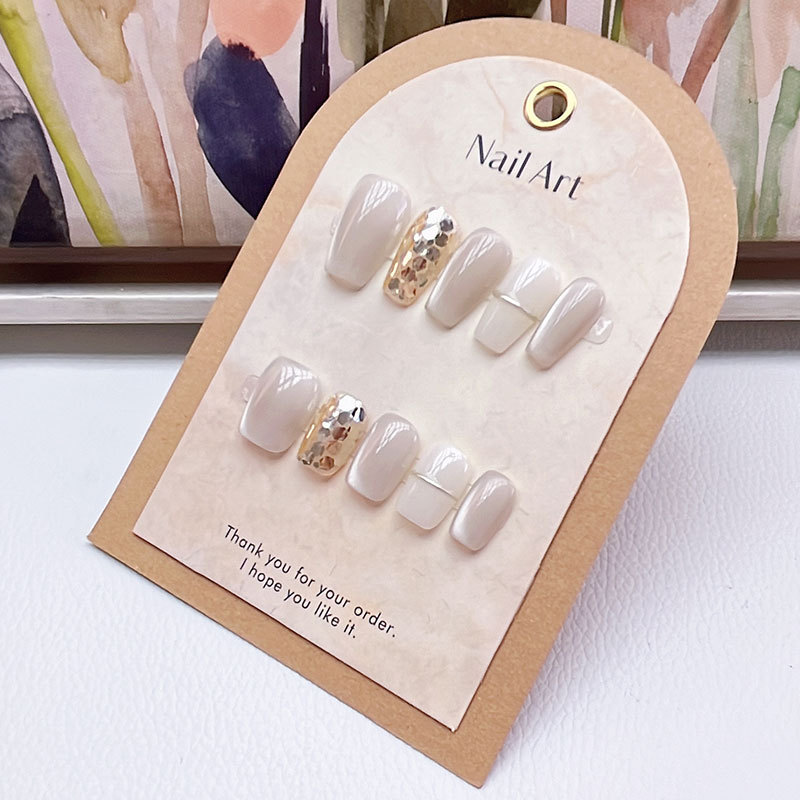 [Paris Past] Purely Handmade Wearable Nails with Cat-Eye Style, High-End Whitening Ten Nails