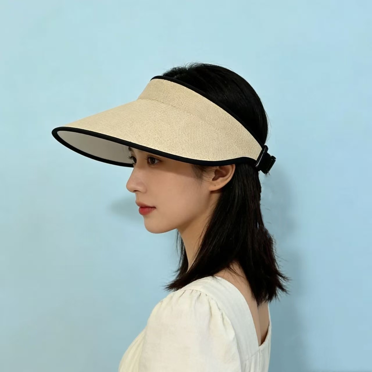 Outdoor Sun Hat, Straw Woven Open-Top Hat, New Summer Style for Women, Sun Protection, Uv Protection, Sunshade Hat with Large Brim to Cover the Face