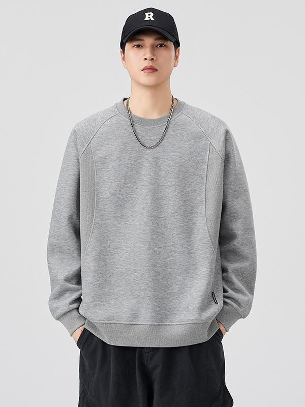 Mingge | American Trendy Brand Versatile Splicing Round Neck Sweatshirt for Men Autumn New Loose Casual Long-Sleeved Tops for Men
