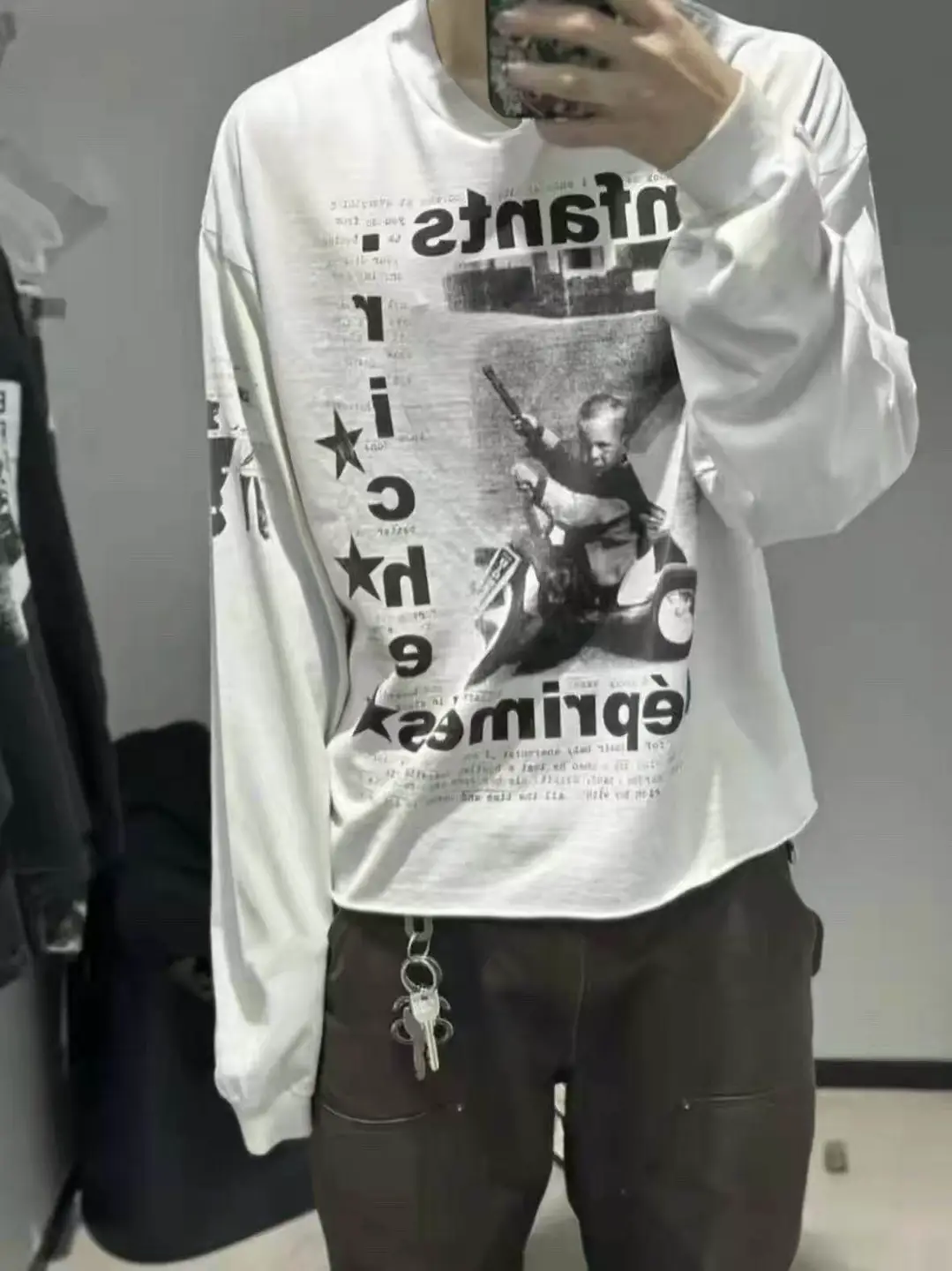 Mount Fuji Independent Stock Erd Melancholic Rich Kid 24Ss Rich Kid Archery Child Print Hemmed Long Sleeve Rolled Edge