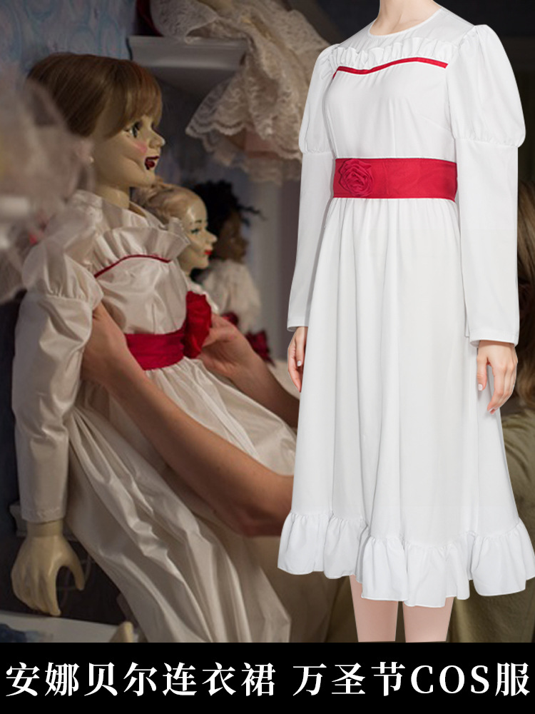 Halloween Annabel Cos Costume Kids Adult cosplay Soul Ghost Doll dress Wig suit