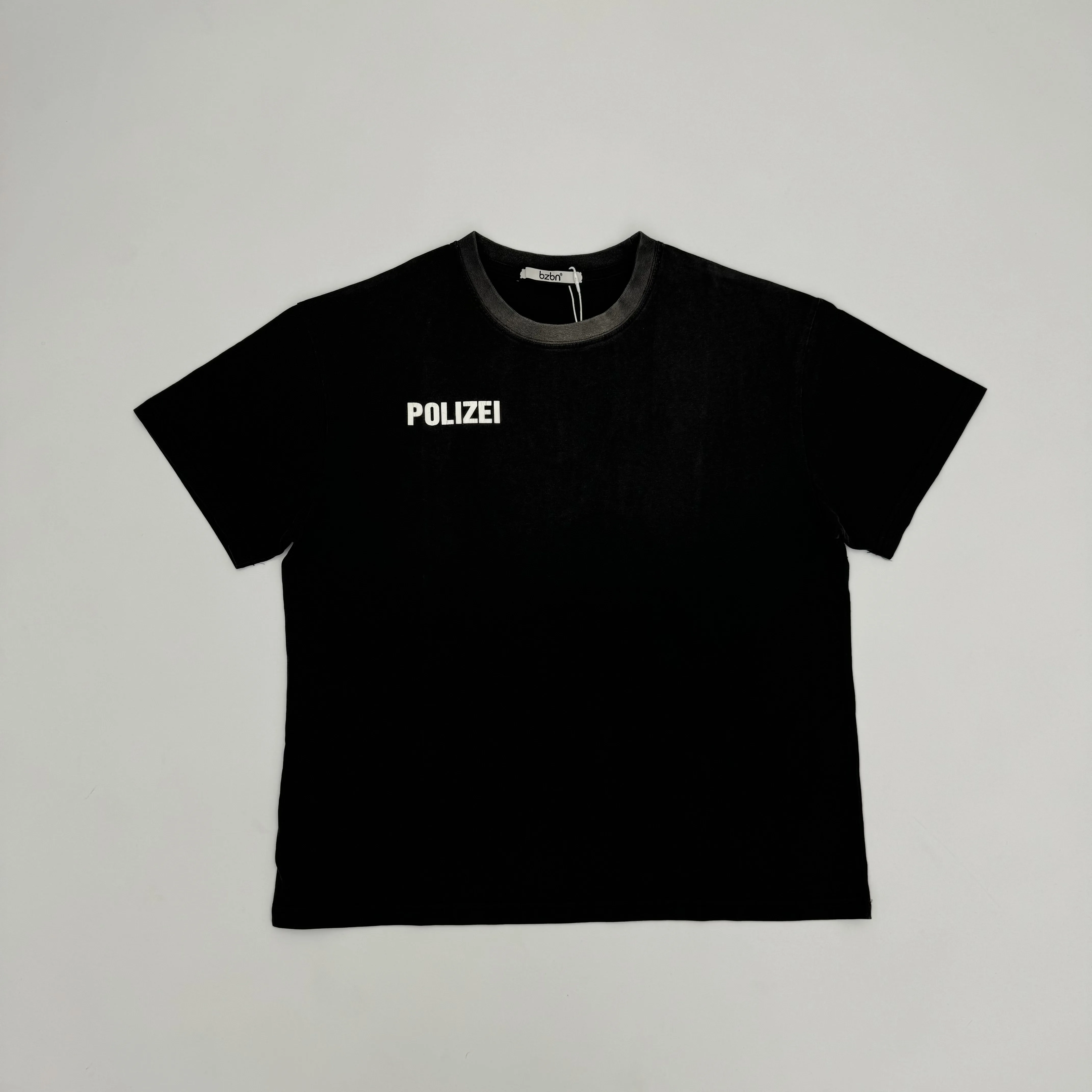 KK kanye west同款POLIZEI印花水洗做旧vintage短袖T恤boxy版型