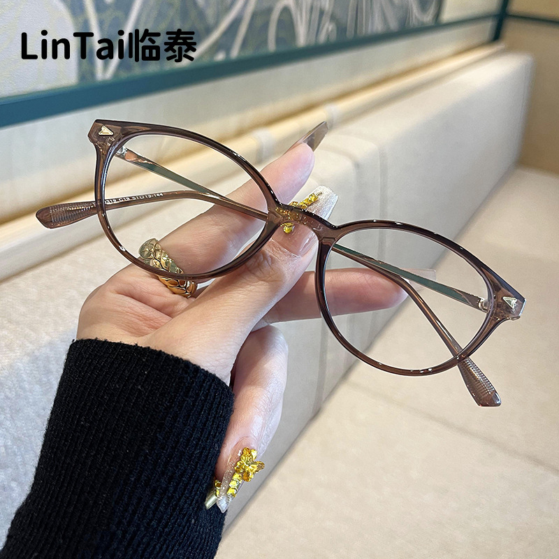 TR30319 Little Red Riding Book Retro Round Frame Myopia Glasses Cyber Celebrity Plain Anti-Blue Light Glasses Artistic Advanced Glasses