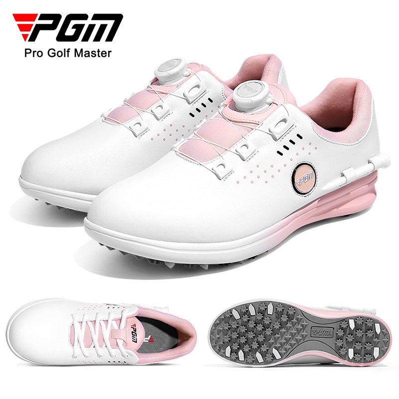 Pgm Golf Shoes for Women, Twist-Lock Style/Shoelace Style, Golf Sports Shoes for Women, Waterproof Microfiber Non-Slip Women's Shoes