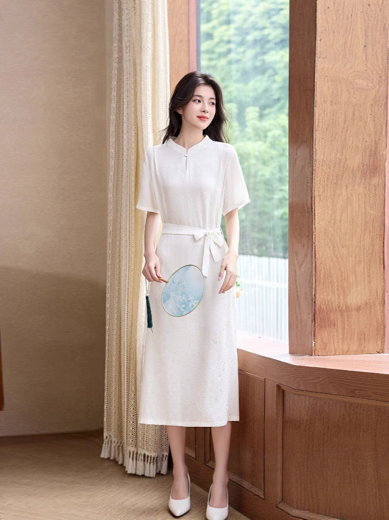 2025 Summer New Style Mulberry Silk Hangzhou Classy New Chinoiserie Fashion Silk Dress Classy Skirt