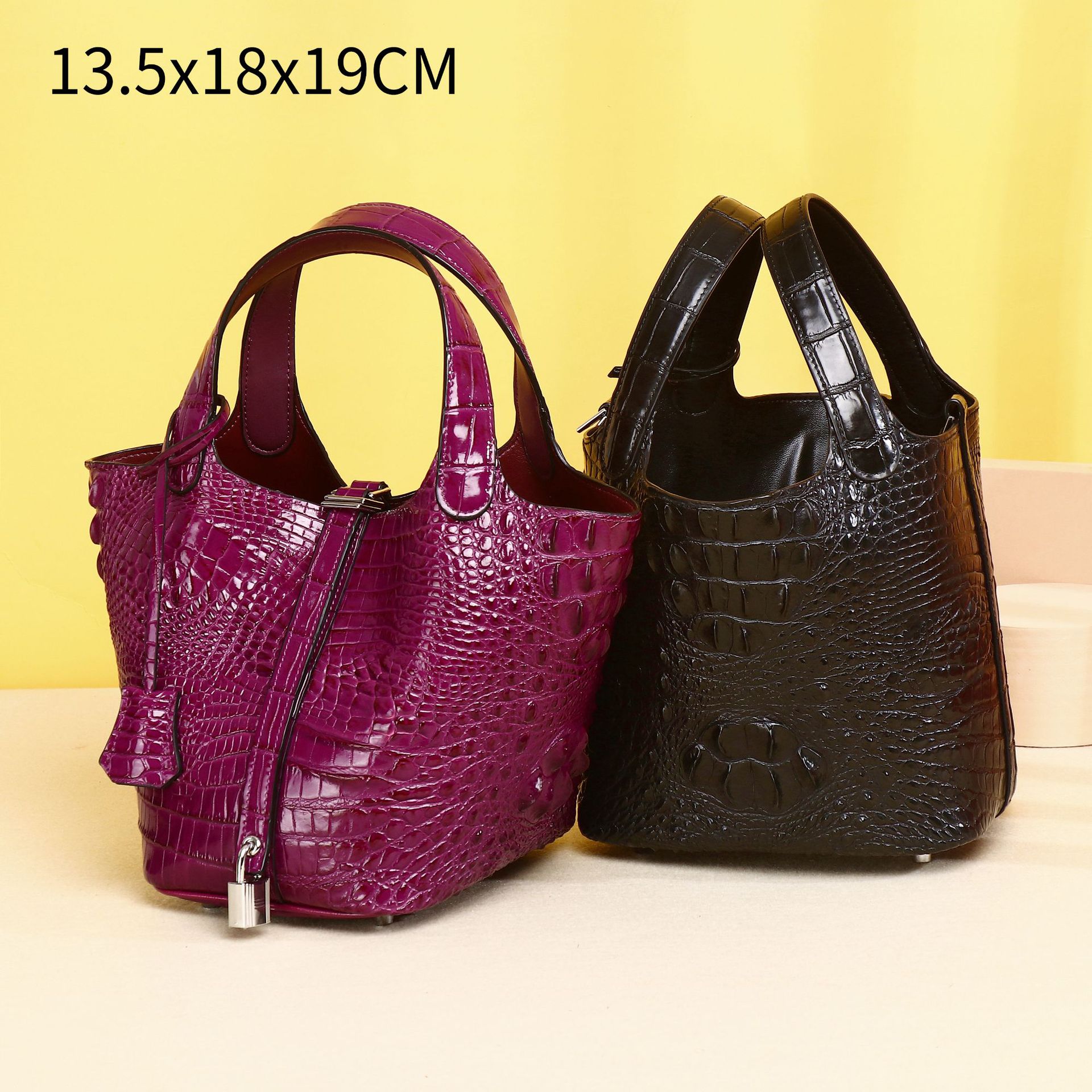 Crocodile Bone Pattern Korean Style Handbag for Women, Cute and Luxurious Niche Bucket Bag, Single Shoulder Crossbody Bag, Trendy Factory Wholesale