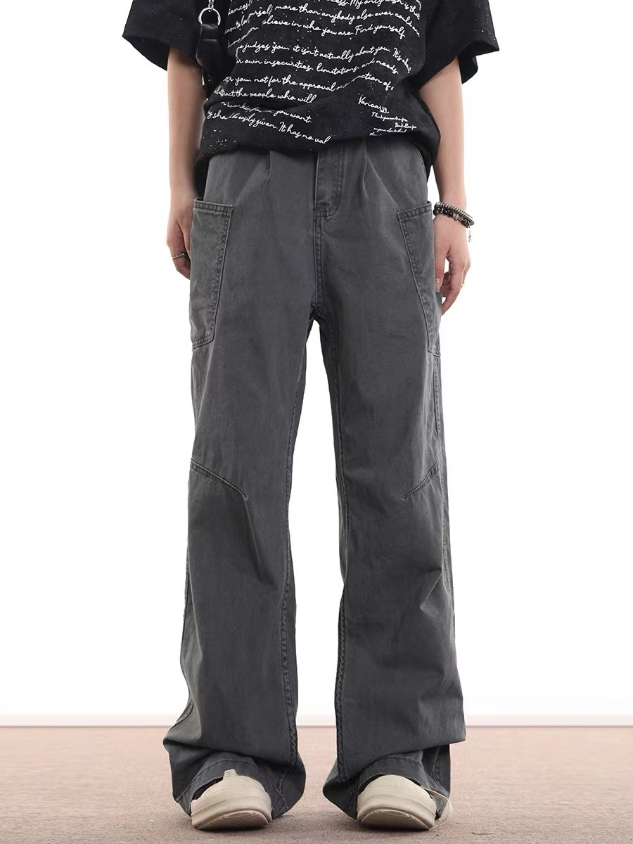 American Style Retro High Street cleanfit Tooling Jeans Unisex Multi-Pocket Loose Straight All-Match Casual Pants