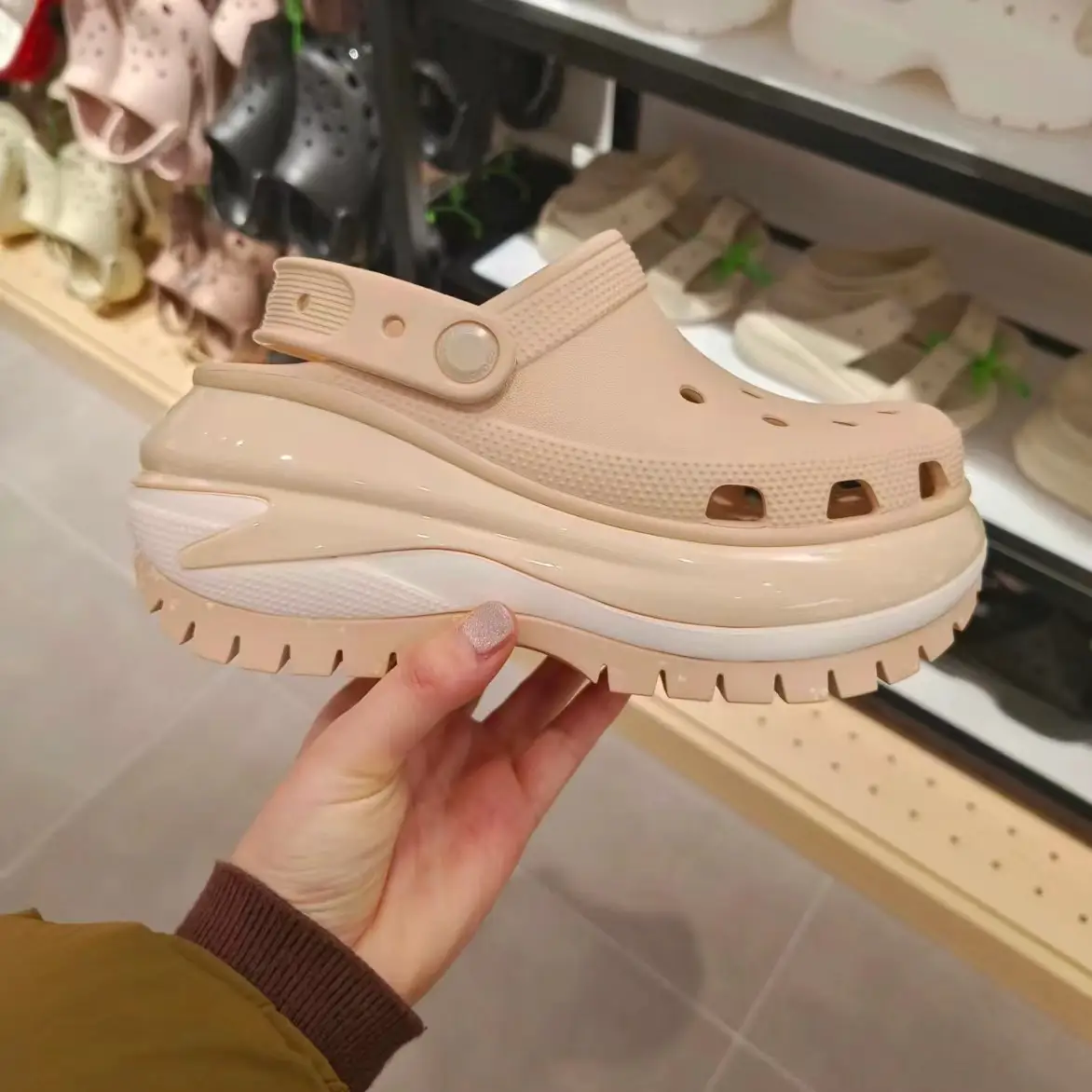 Cross Crocchi Cave Shoes Cloud Puff Diy Beach Shoes Men's and Women's Half-Drag Height-Increased Platform Outdoor Torre Shoes