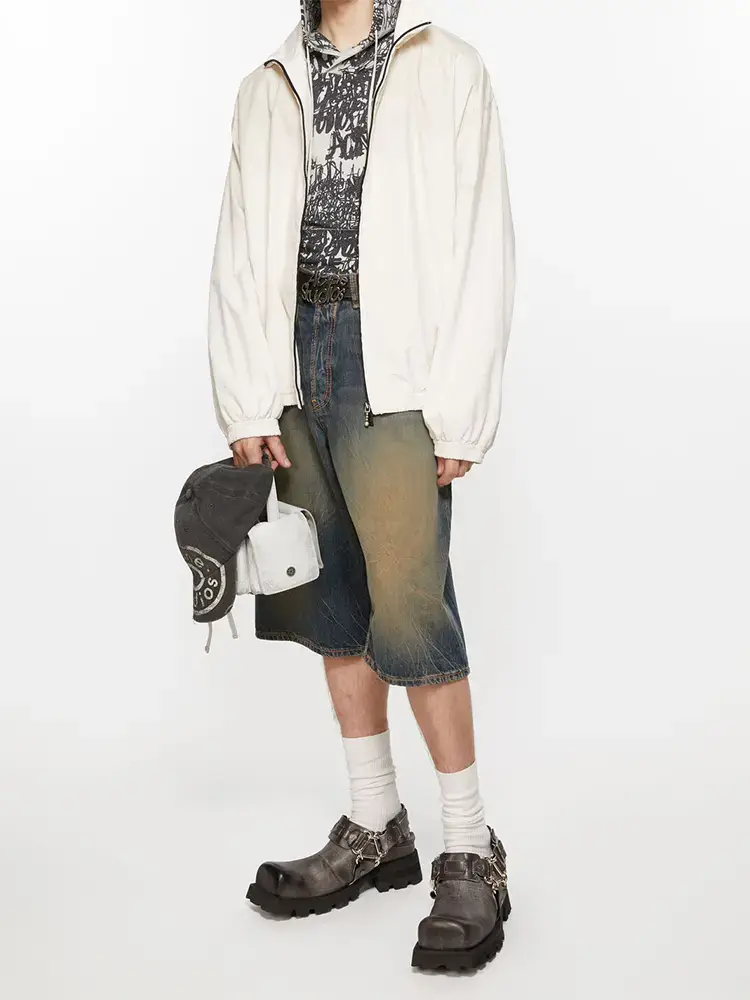 American Retro High Street Distressed Minimalist letter 1996 Print Loose Casual jacket Retro Trendy Outwear Men's and Women's Models