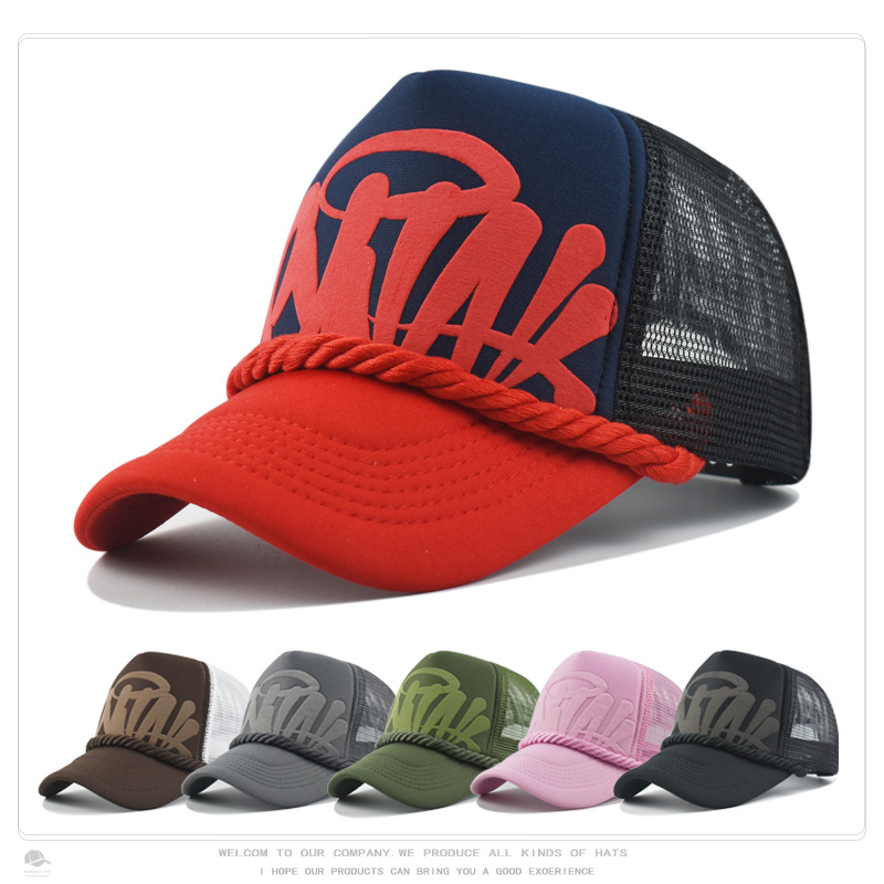 Spring and Summer Rap Hip-Hop Printed Letter Embroidery Baseball Cap Unisex Sunshade Mesh Thick Rope Trucker Hat Wholesale