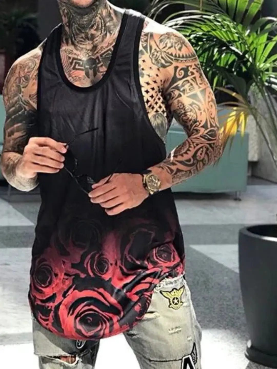 Thin Sports 3D Print Sleeveless Vest