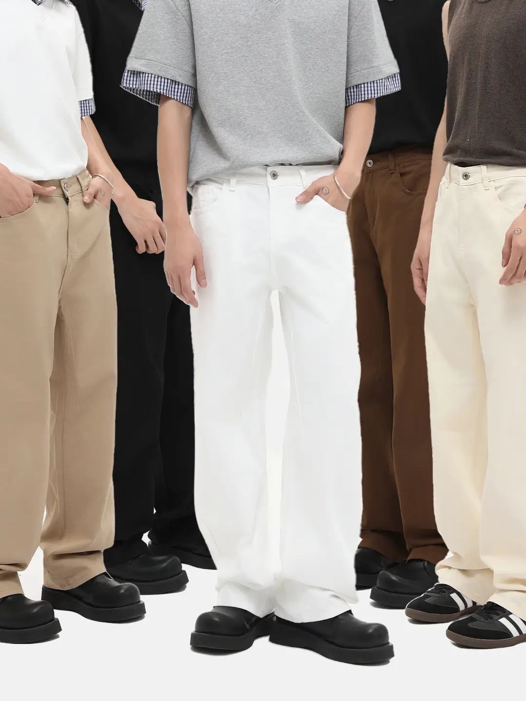 Mtlclothes Men's Clothing | Korean Style Solid Color Simple Basic Casual Versatile Pure Cotton Loose Washed Jeans