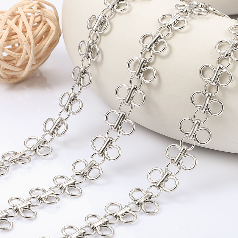 Stainless steel four-leaf clover chain handmade chain does not fade men and women new necklace bracelet stainless steel chain diy