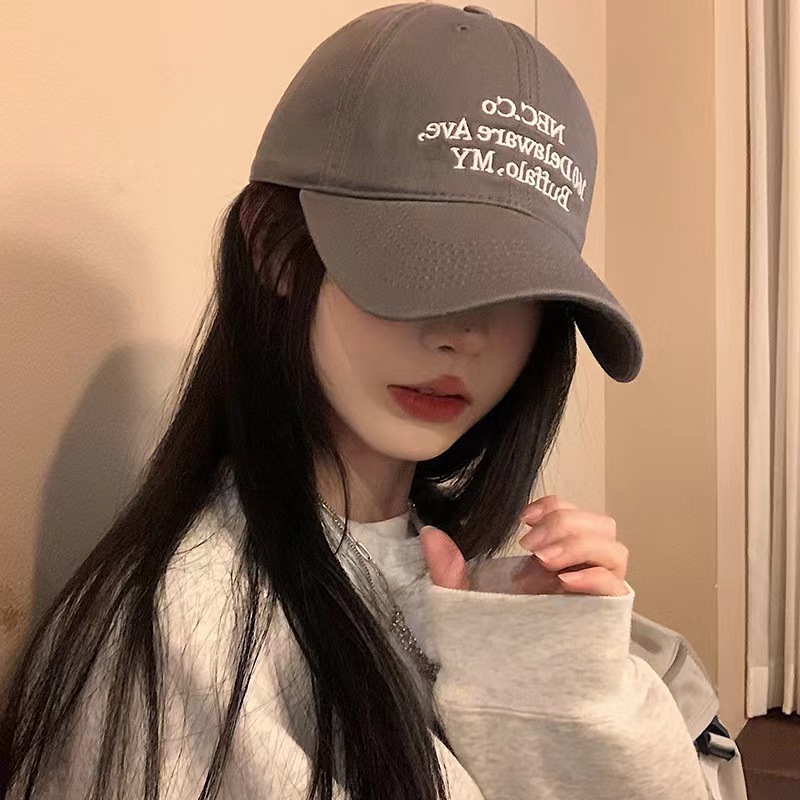 Korean Embroidered Letter All-match Baseball Cap Women's Spring and Autumn Wide Brim Soft Top Showy Face Small Cap Couple Fashion Trendy