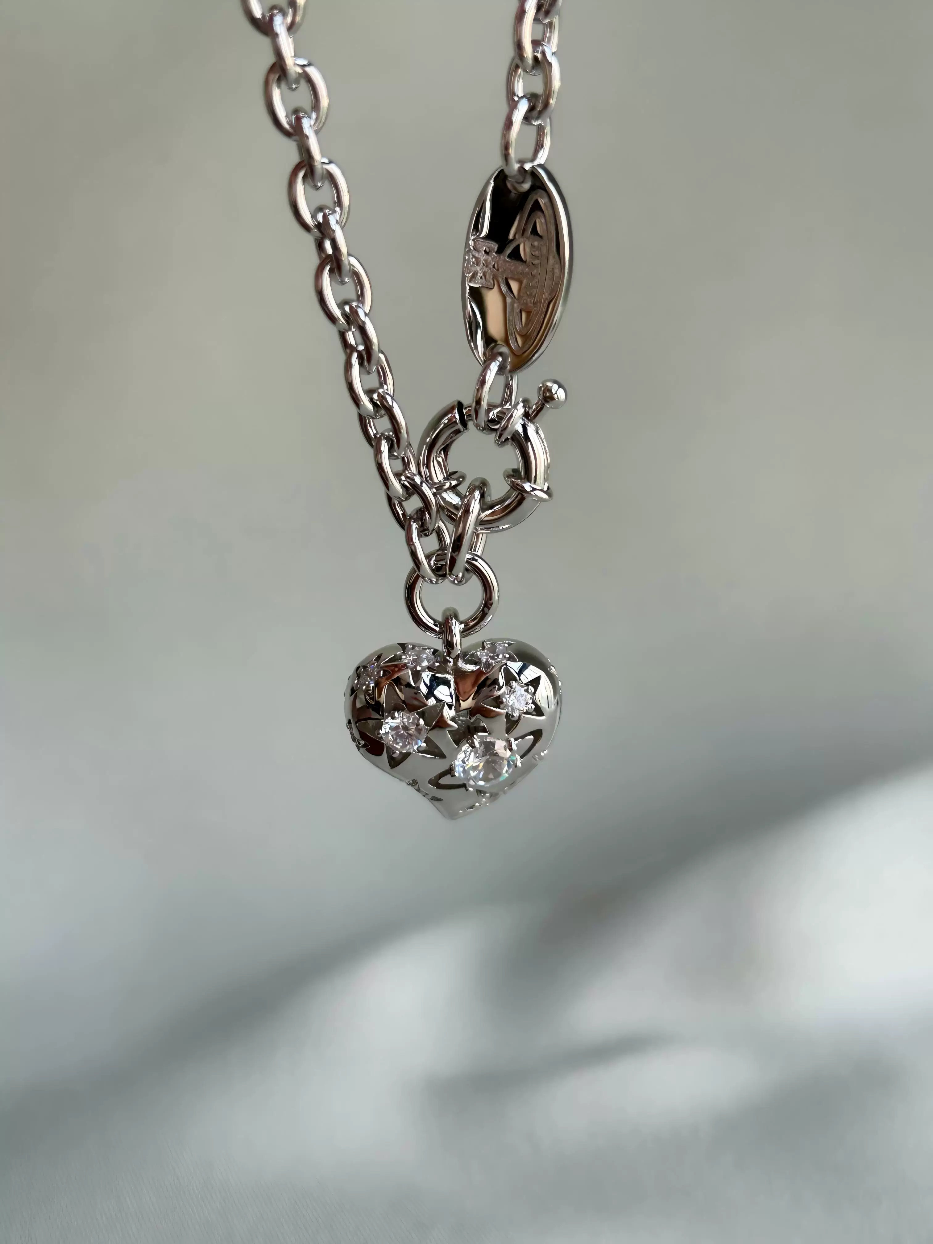 Hos Empress Dowager Saturn Hollow Heart-Shaped Diamond-Inlaid Punk Heart Couple Valentine's Day Gift Bracelet