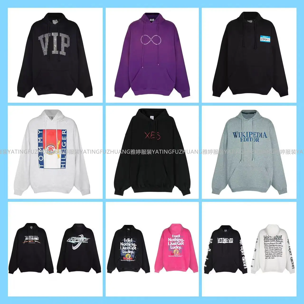 Vtm Icon Cross-Border Wholesale 2024 Autumn and Winter New Ins Embroidered Letter Hooded Sweatshirt Trendy Brand Men's and Women's Sweatshirts