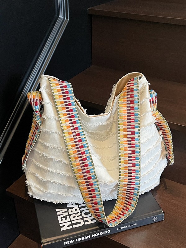 Large Capacity Fashion Personalized Ethnic Style Tote Bag 2025 New Niche All-match Cloth Bag Textive Shoulder Bag for Women