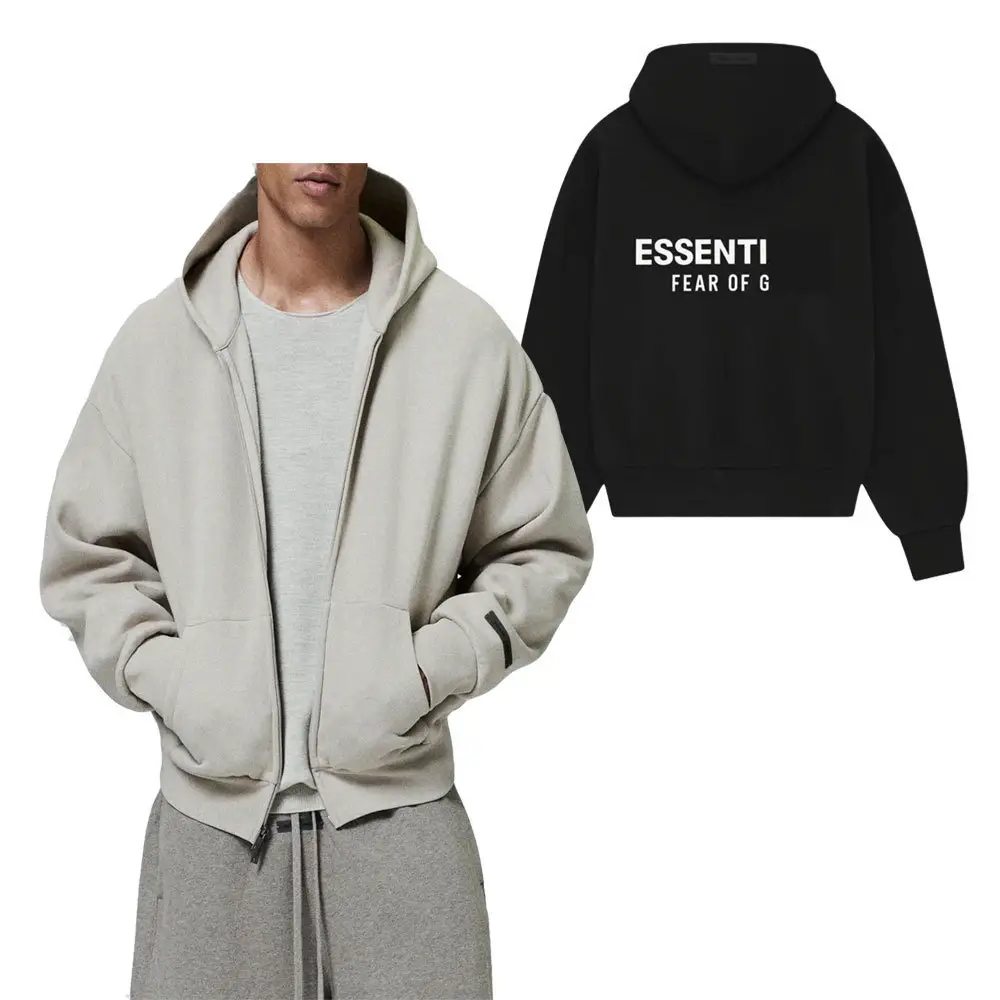 Fog Essential Ninth Season Multi-Line High Street Casual Loose Double Zipper Hoodie Men's Sweatshirt Same Style for Men and Women