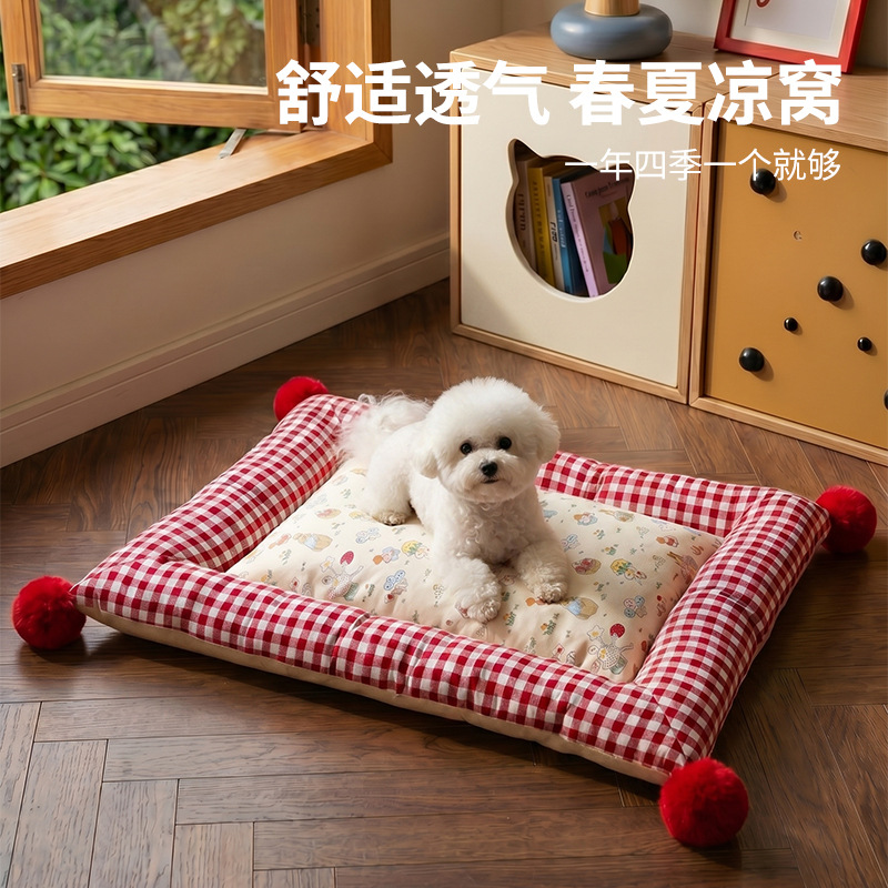 Four-Season Cat Mat Pet Bed Spring and Autumn Warm Mat Cat Bed Small Dog Bed Thick Floral Dog Mat Cat Mat