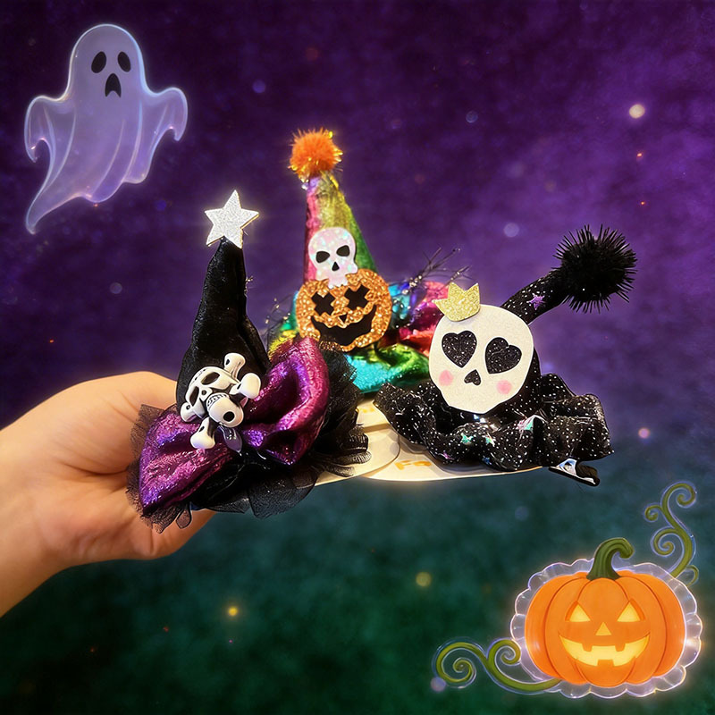 Halloween Witch Hat Hairpin Dark Skull Pumpkin Headband Girl Party Dress Props Cross-Border Hair Accessories