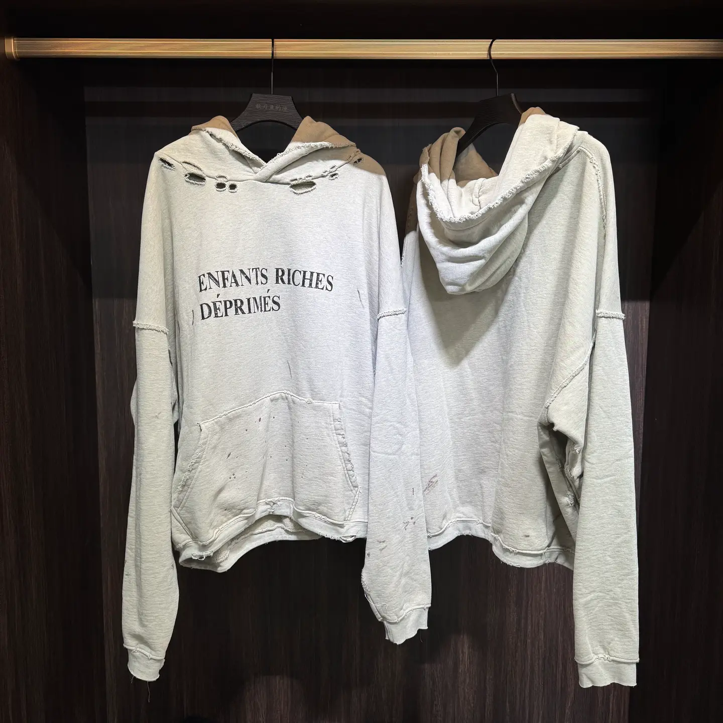 Erd 24Ss Melancholic Rich Second Generation Classic Slogan Ink Splatter Distressed Hoodie Classic Logo Hoodie