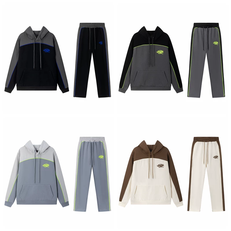 Synaworld Drill style American street hip-hop hooded sweatshirt with fleece sweatpants men's trendy brand sports suit