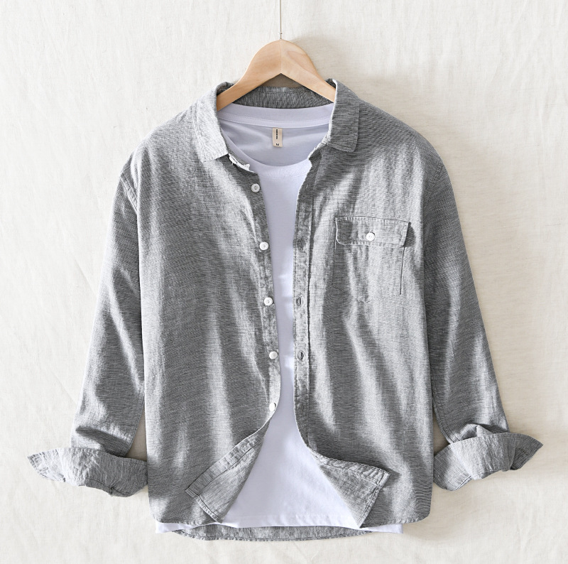 730 Japanese fashion brand overalls shirt men's casual cotton and linen long sleeve shirt coat men's youth a generation of hair