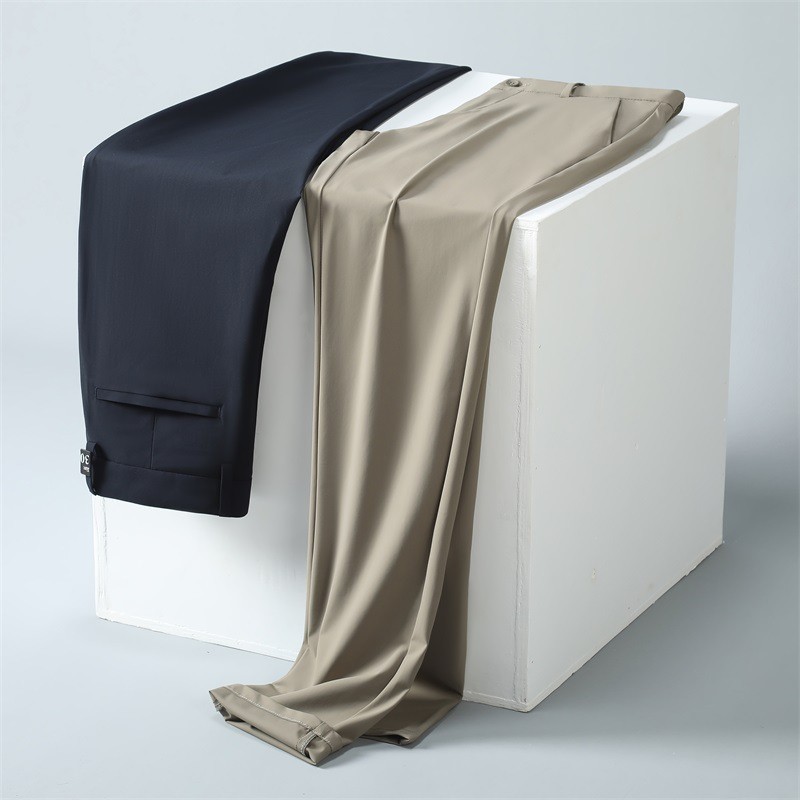 High-End Four-Proof Ice Silk Pants for Men, New Summer Style, Thin Korean Version, Trendy Versatile Slim Straight-Leg Drape Casual Dress Pants
