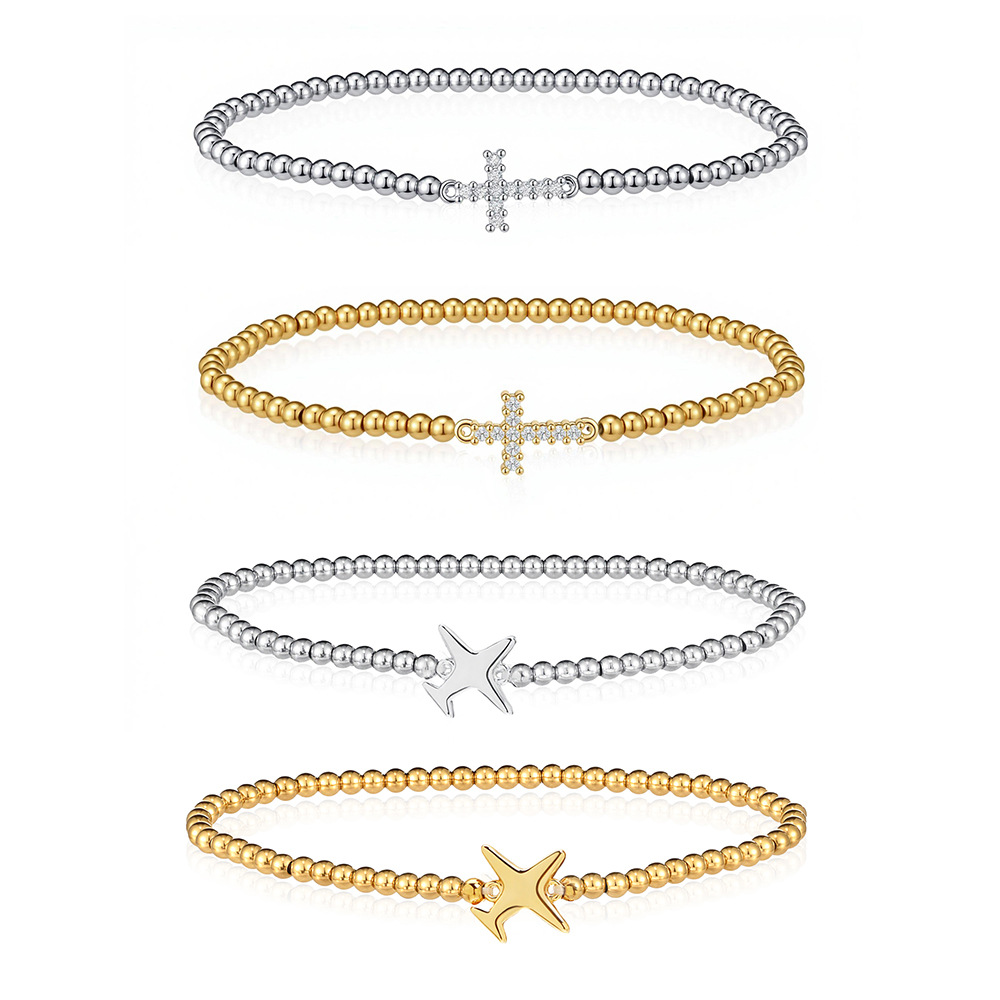 Classic Mini Fresh Fashion Bracelet Mixed Metal Jewelry Small Plane Style Charm All-match Elastic Bracelet for Women